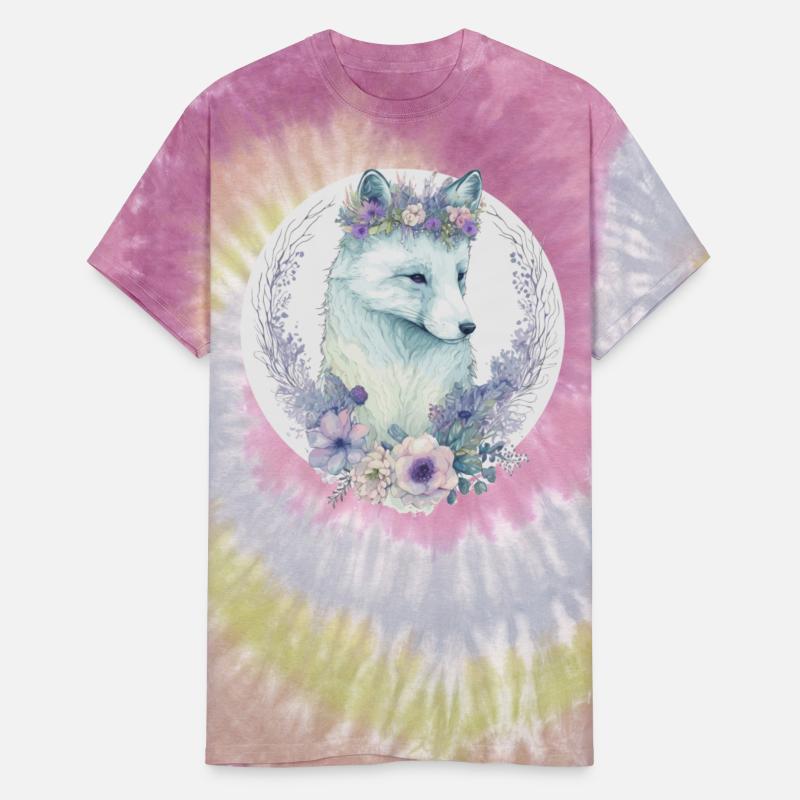 Cute Arctic Fox Flower Crown Floral Watercolor Ani