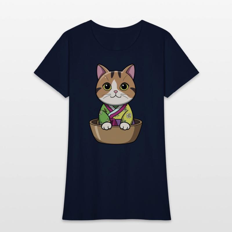 Cute Korean Cat in Bowl - Manga Style