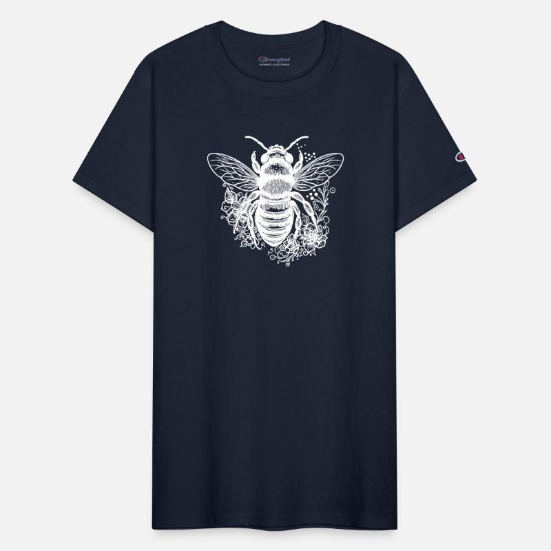 Flying Bee Among Blossoms Flowers