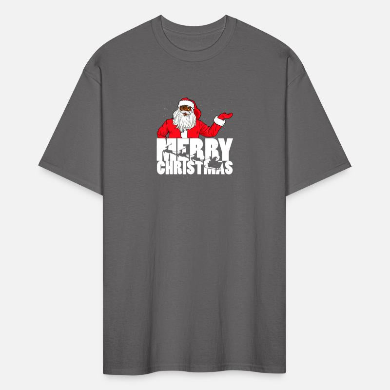 Jubilant Black Merry Christmas Santa with Sleigh