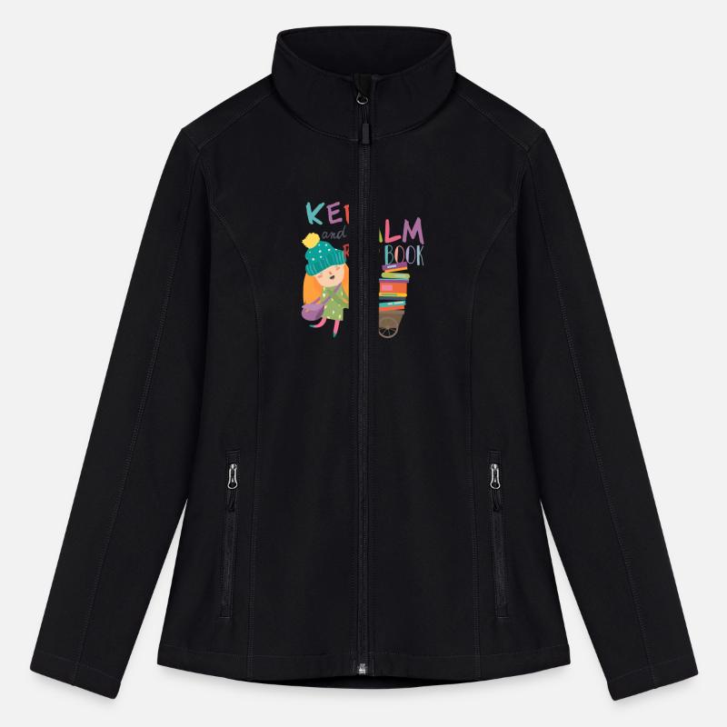 Keep calm and read a book girl with many books