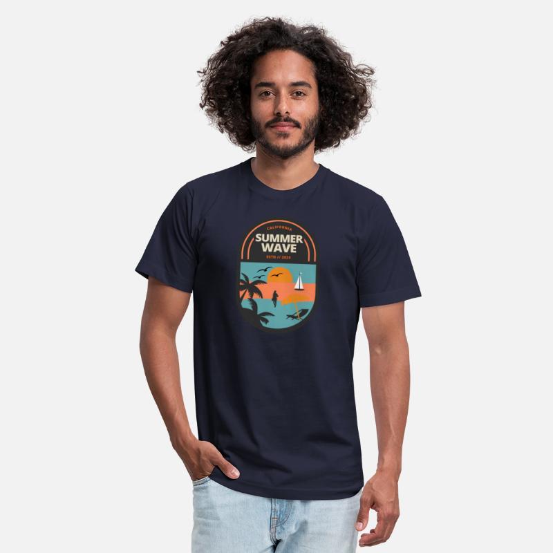 summer wave beach sunset badge graphic