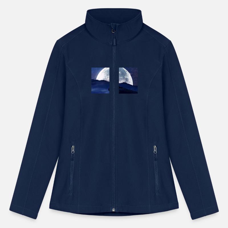 T-shirt Classic wolf howling and big moon standing