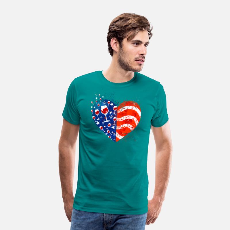 4th Of July Wine Glasses Heart American Flag