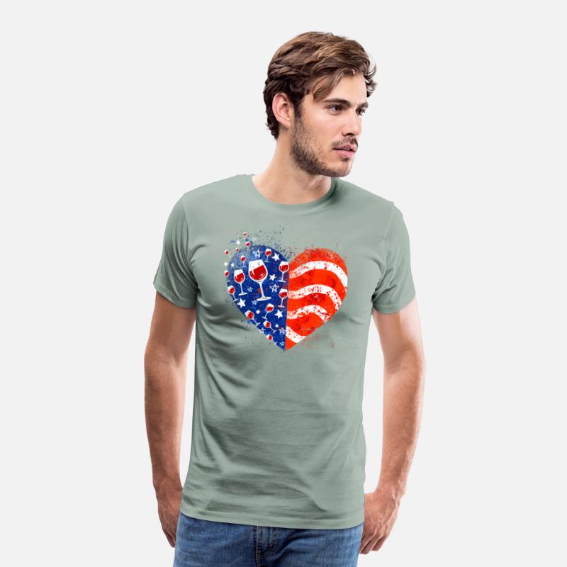 4th Of July Wine Glasses Heart American Flag