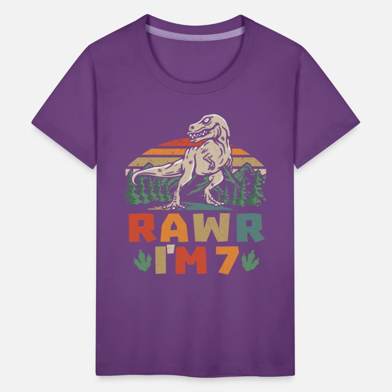 7th Birthday Dinosaur T Rex Rawr I'm 7 For Boys
