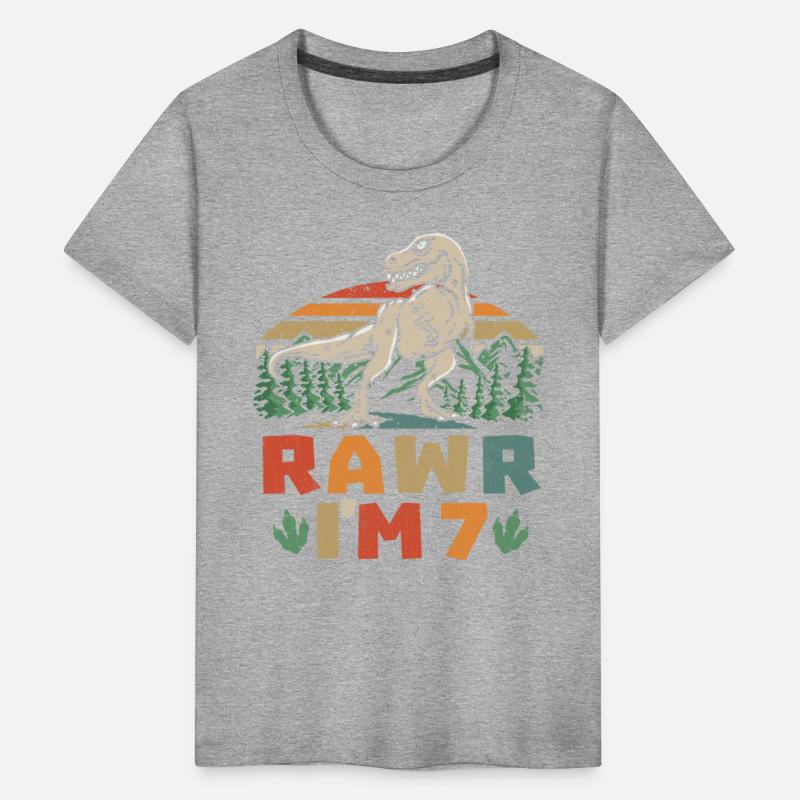 7th Birthday Dinosaur T Rex Rawr I'm 7 For Boys
