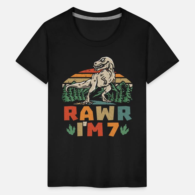 7th Birthday Dinosaur T Rex Rawr I'm 7 For Boys