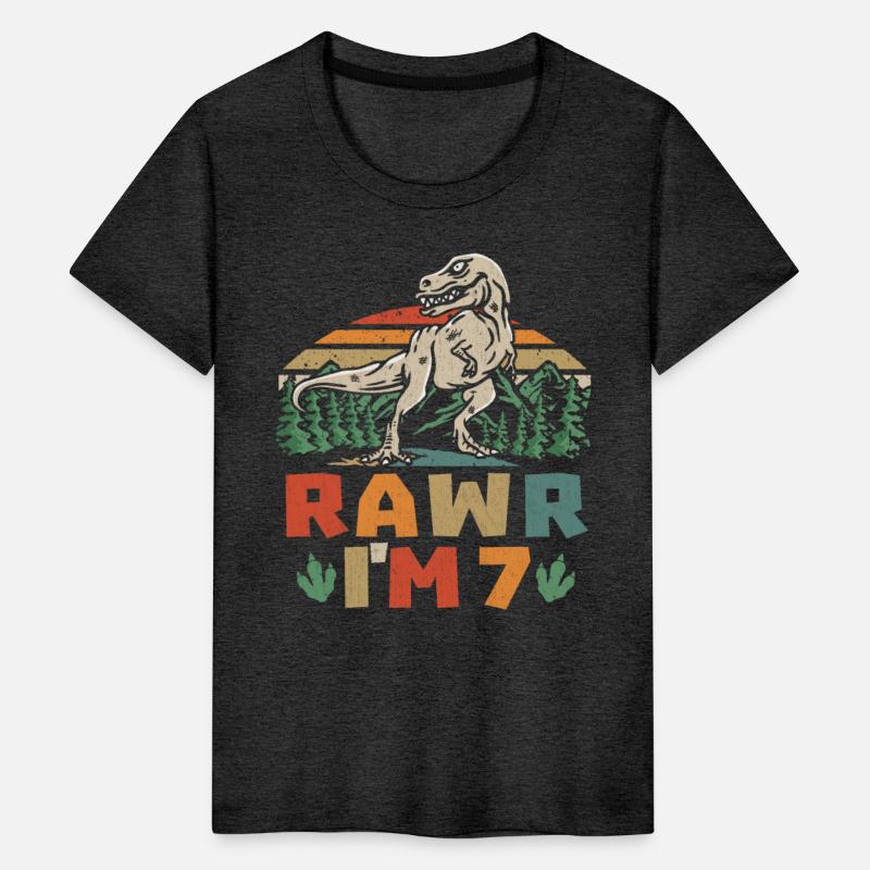 7th Birthday Dinosaur T Rex Rawr I'm 7 For Boys