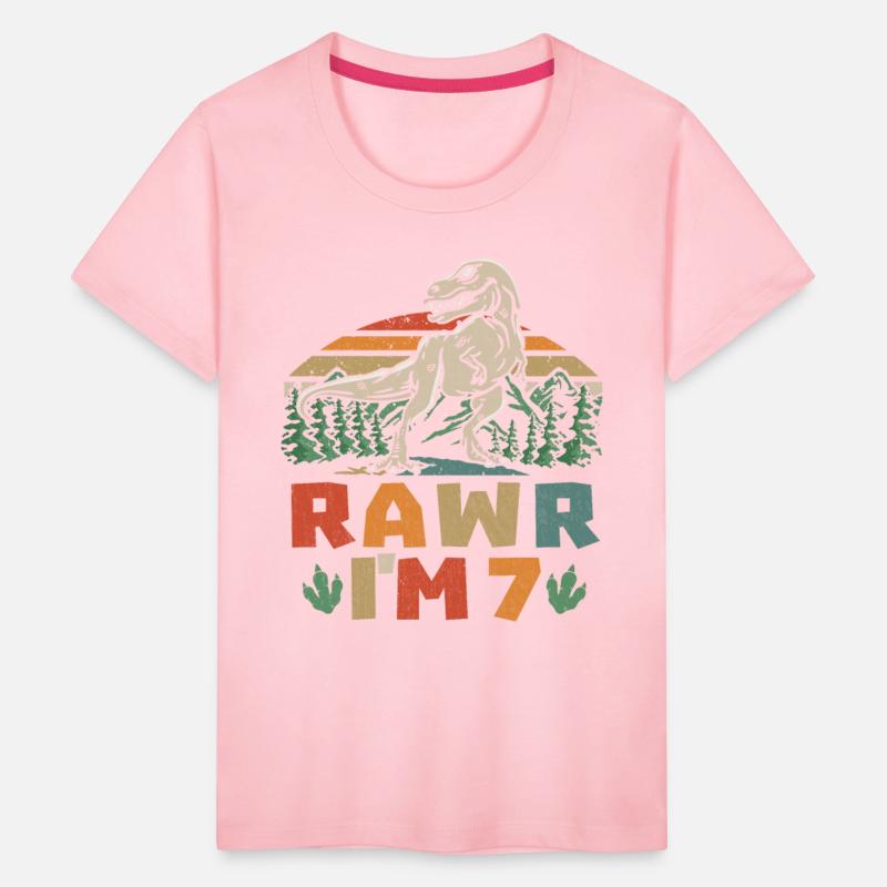 7th Birthday Dinosaur T Rex Rawr I'm 7 For Boys