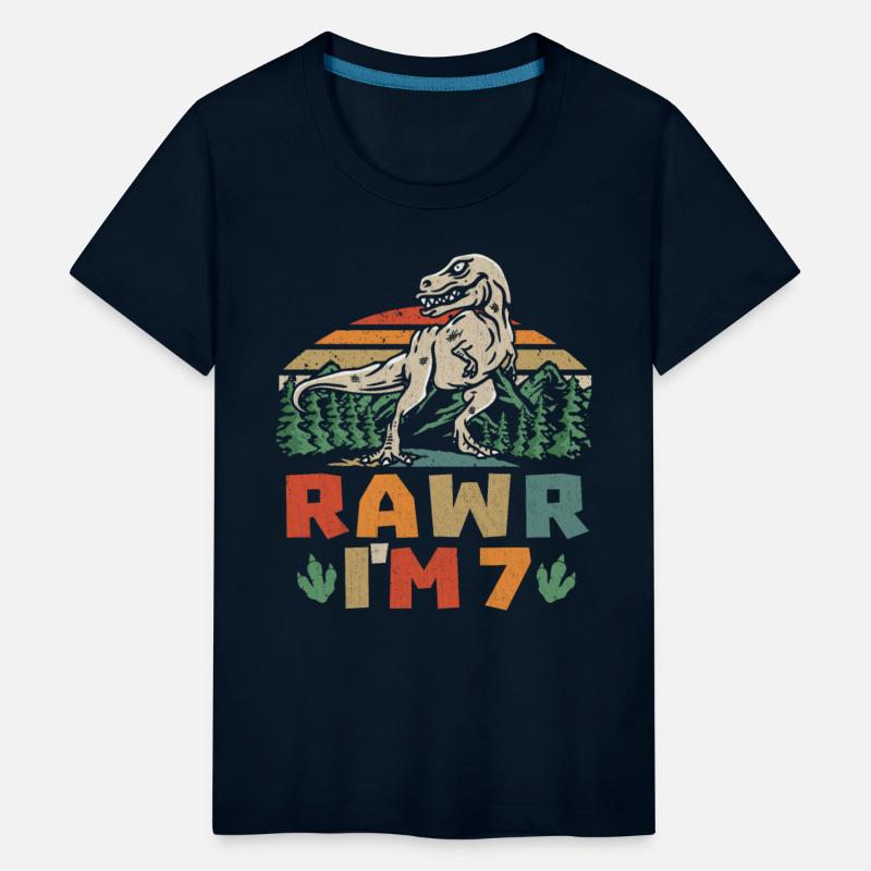 7th Birthday Dinosaur T Rex Rawr I'm 7 For Boys