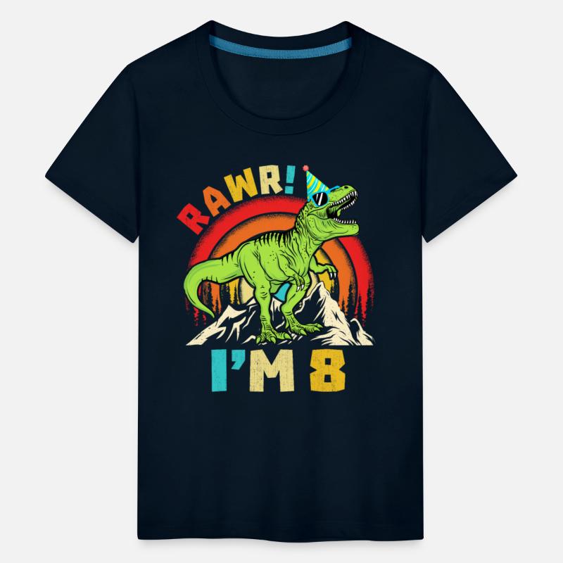 8th Birthday Dinosaur T Rex Rawr I'm 8 For Boys
