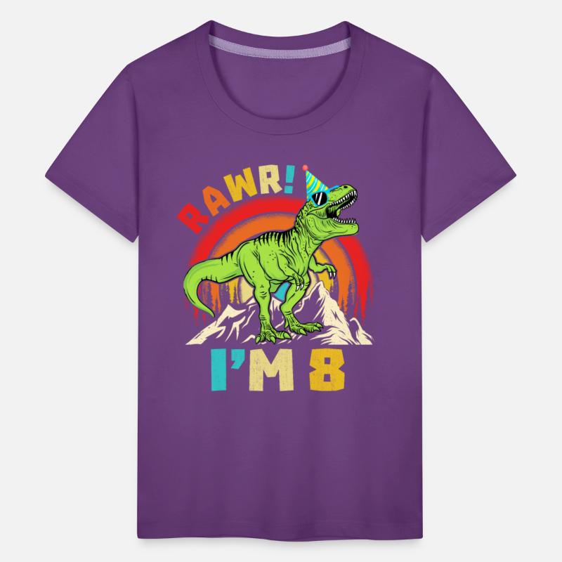 8th Birthday Dinosaur T Rex Rawr I'm 8 For Boys