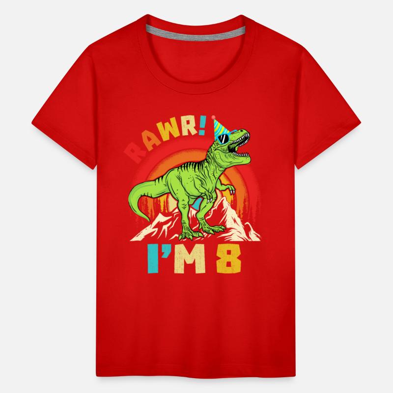 8th Birthday Dinosaur T Rex Rawr I'm 8 For Boys