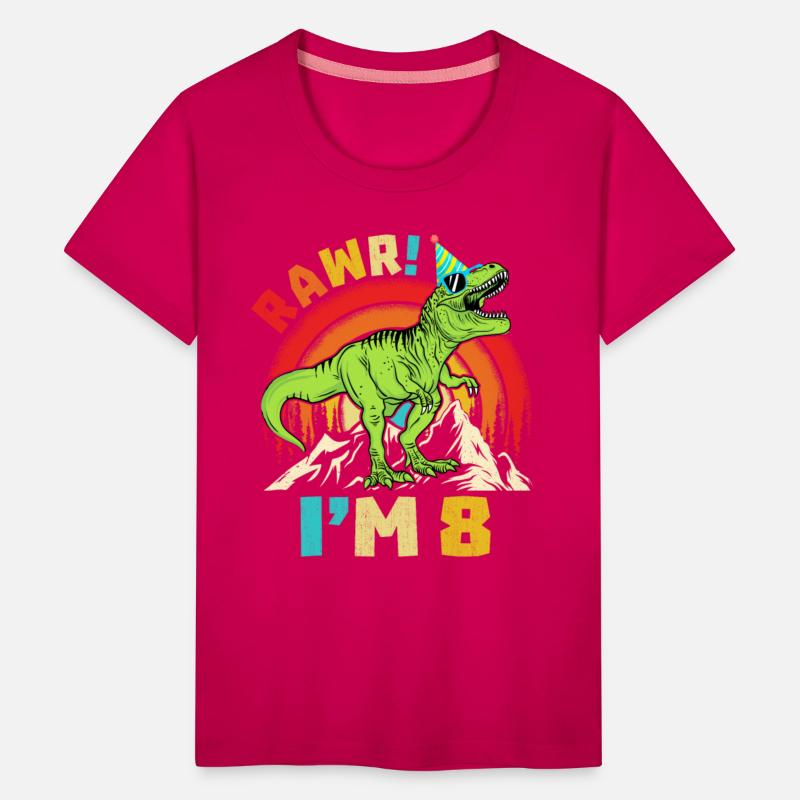 8th Birthday Dinosaur T Rex Rawr I'm 8 For Boys