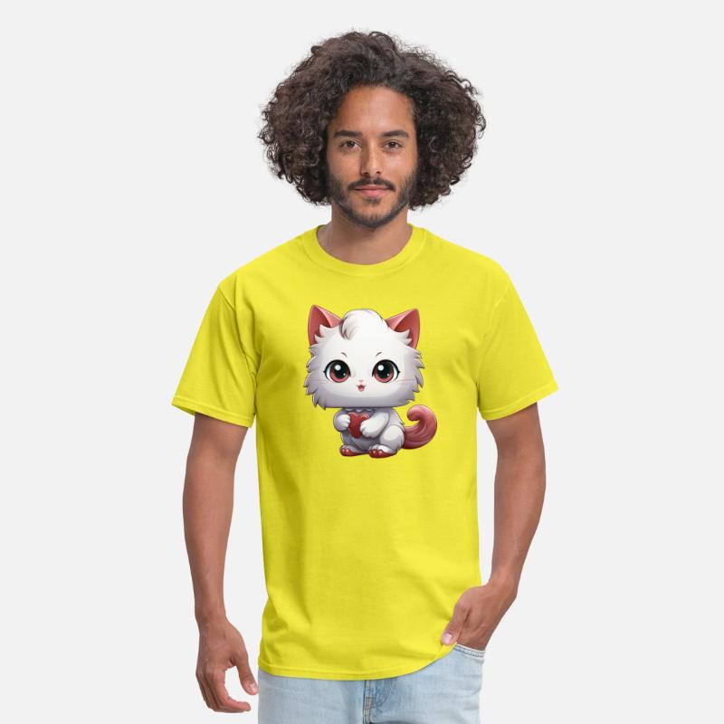 A kawaii style cat with heart shaped eyes