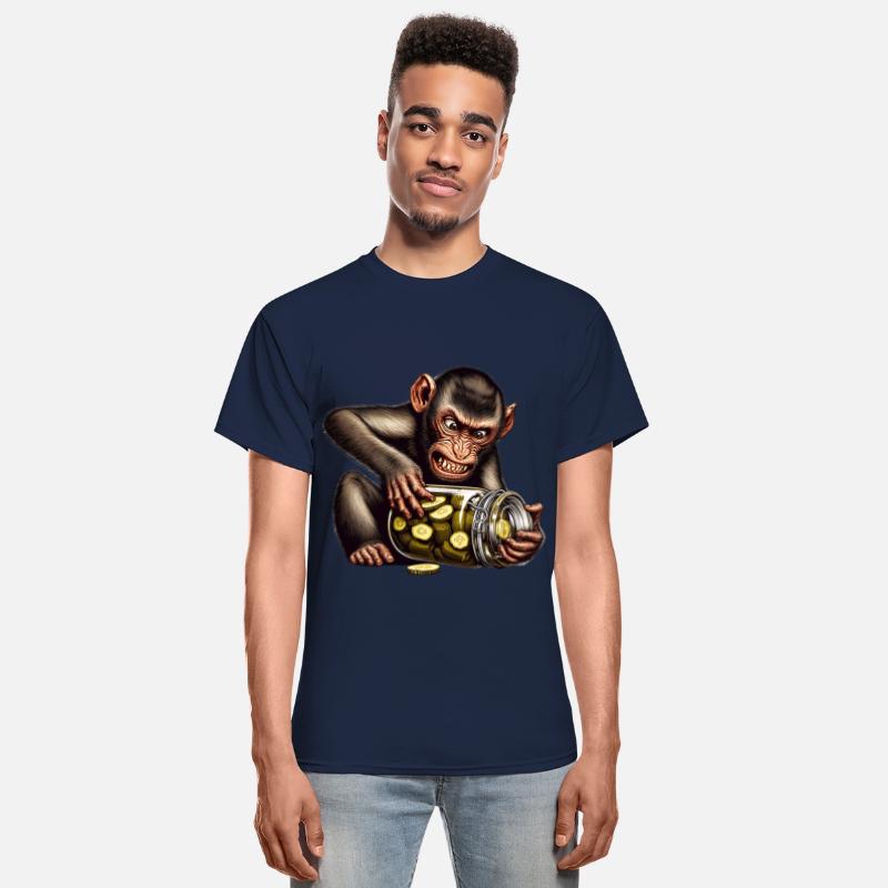 Angry monkey with cucumber jar