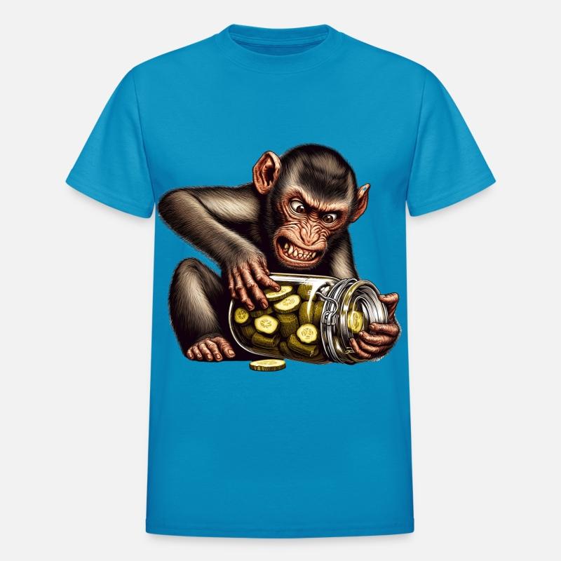 Angry monkey with cucumber jar