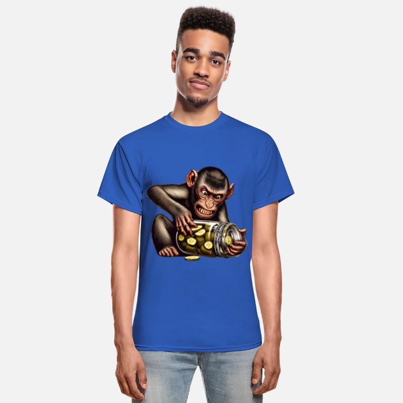 Angry monkey with cucumber jar