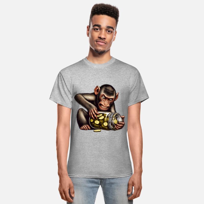 Angry monkey with cucumber jar