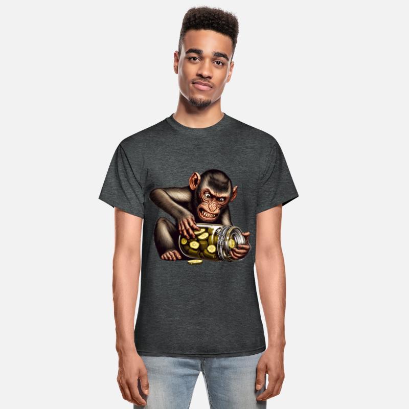 Angry monkey with cucumber jar