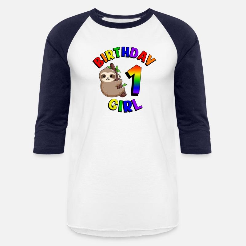 Birthday 1 Girl Cute Baby Sloth Colorful 1st