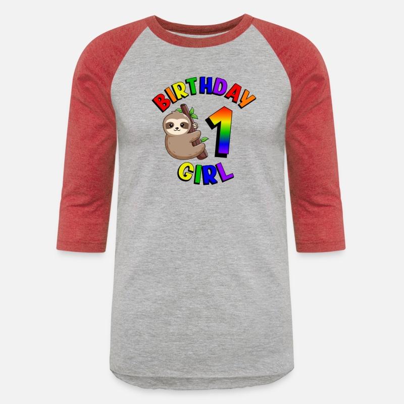 Birthday 1 Girl Cute Baby Sloth Colorful 1st