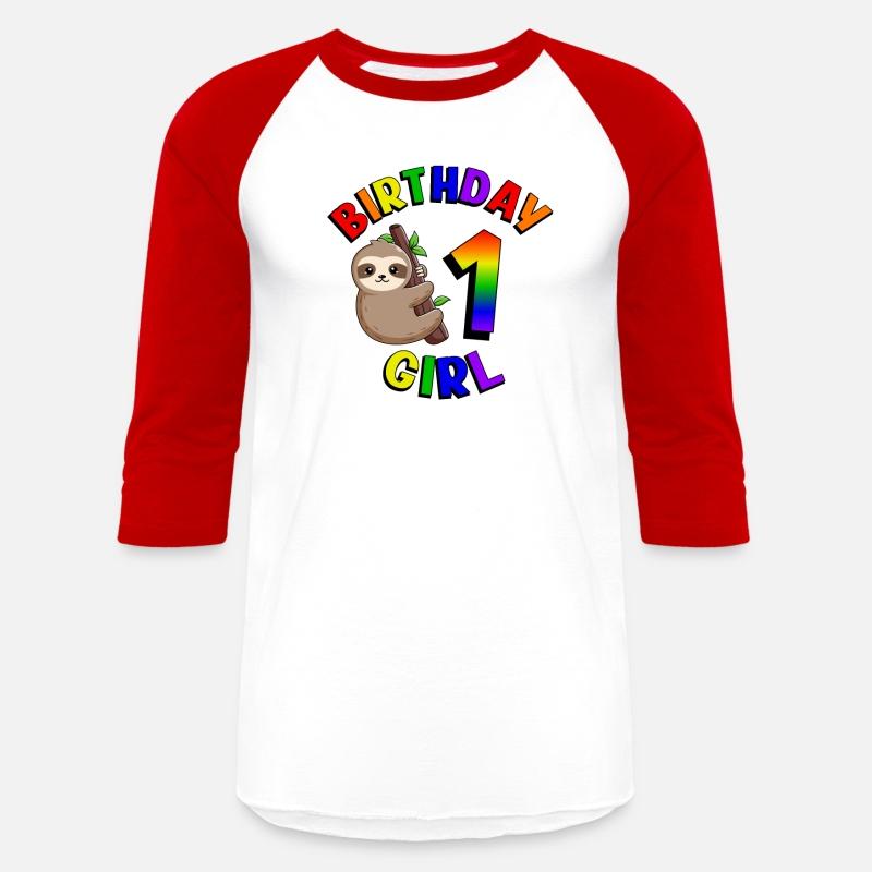 Birthday 1 Girl Cute Baby Sloth Colorful 1st