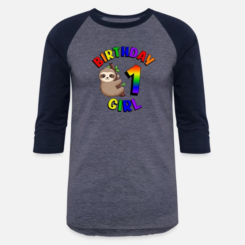 Birthday 1 Girl Cute Baby Sloth Colorful 1st