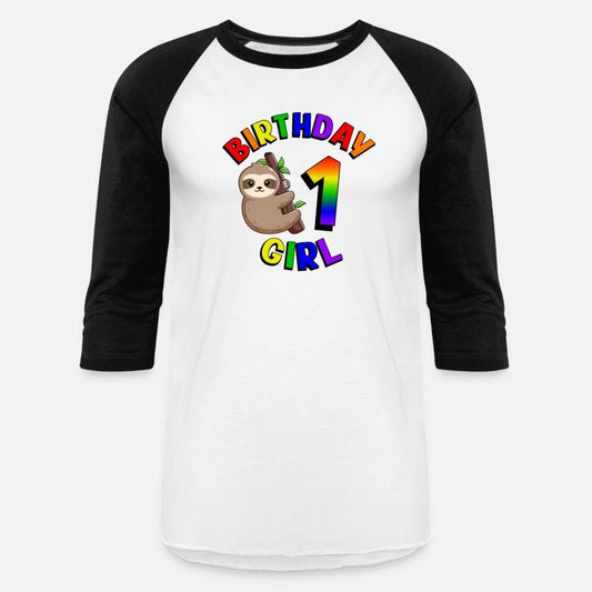 Birthday 1 Girl Cute Baby Sloth Colorful 1st