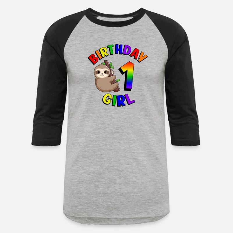 Birthday 1 Girl Cute Baby Sloth Colorful 1st