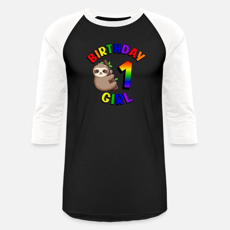 Birthday 1 Girl Cute Baby Sloth Colorful 1st
