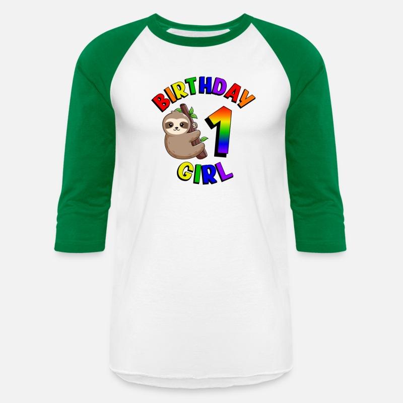 Birthday 1 Girl Cute Baby Sloth Colorful 1st