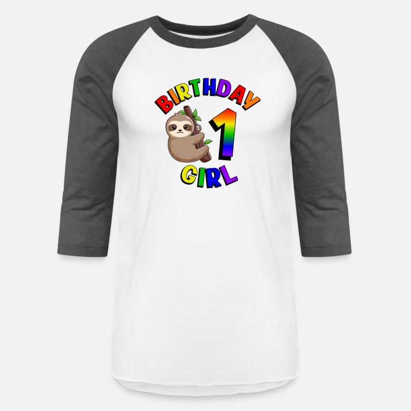 Birthday 1 Girl Cute Baby Sloth Colorful 1st