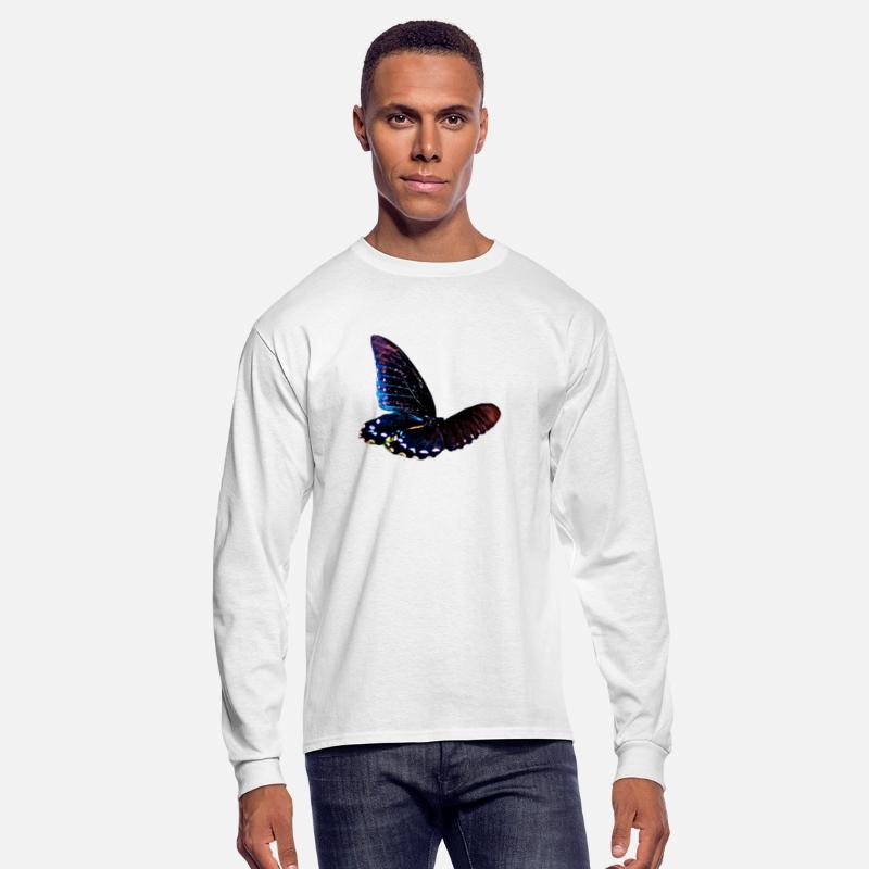 Black and blue butterfly in motion