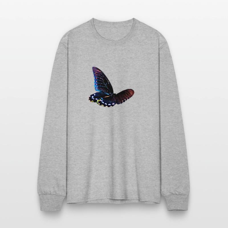 Black and blue butterfly in motion