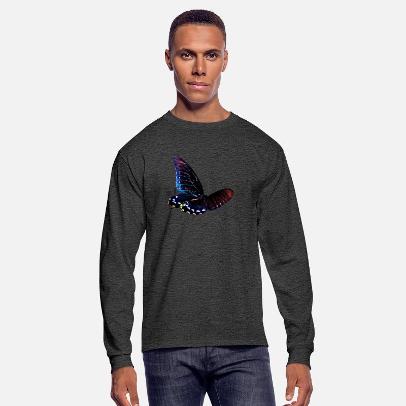 Black and blue butterfly in motion