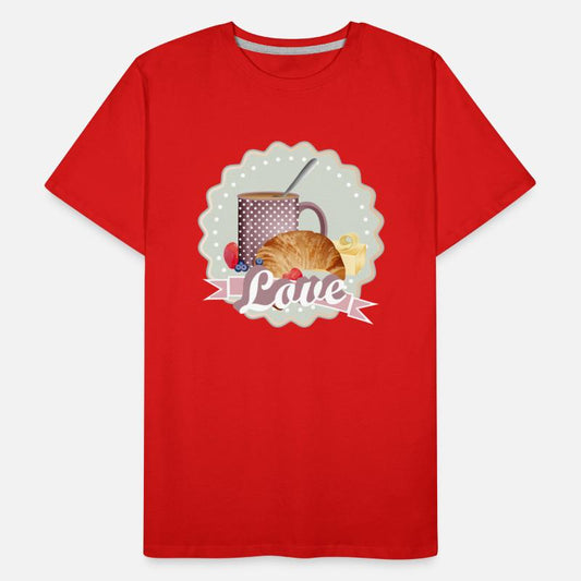 Breakfast with love, croissant, coffee and berries