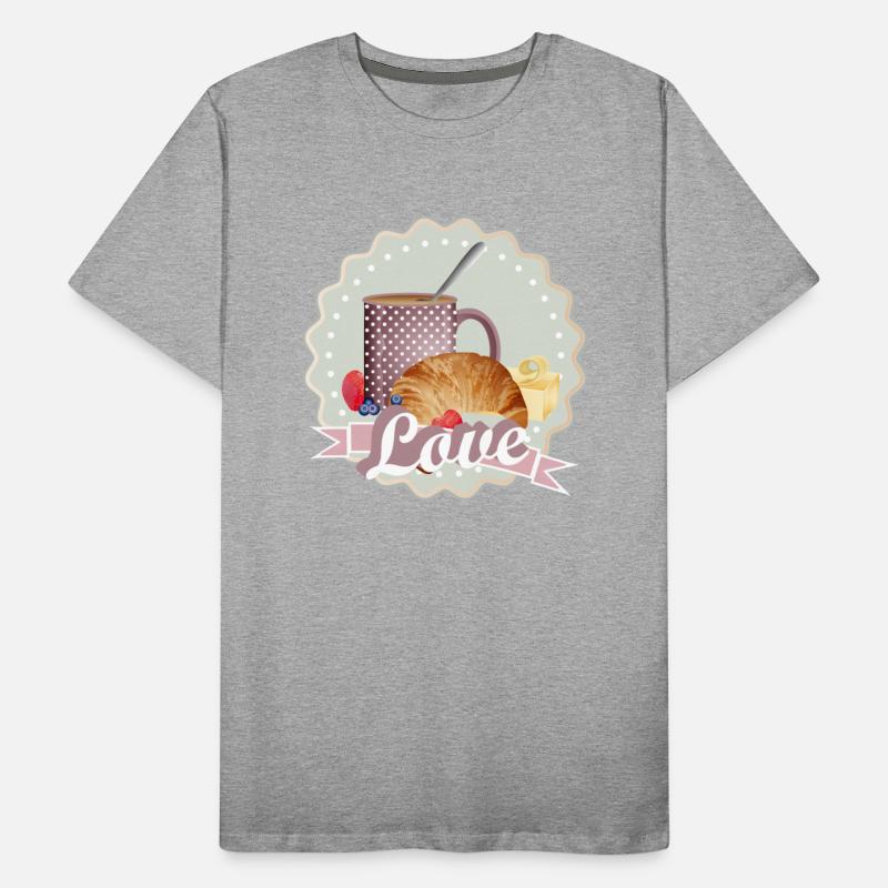 Breakfast with love, croissant, coffee and berries