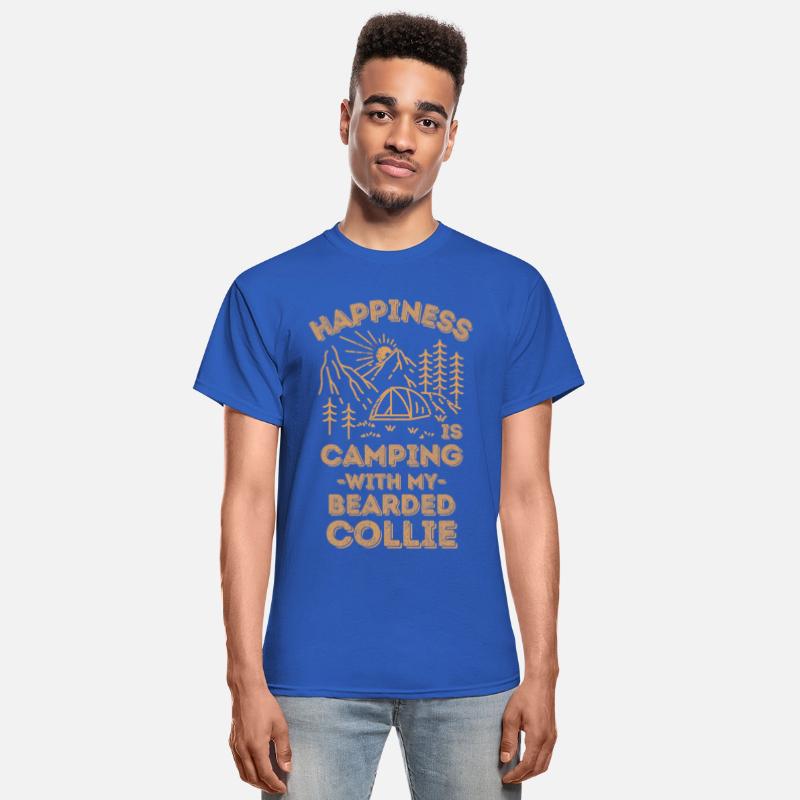 Camping with bearded-collie