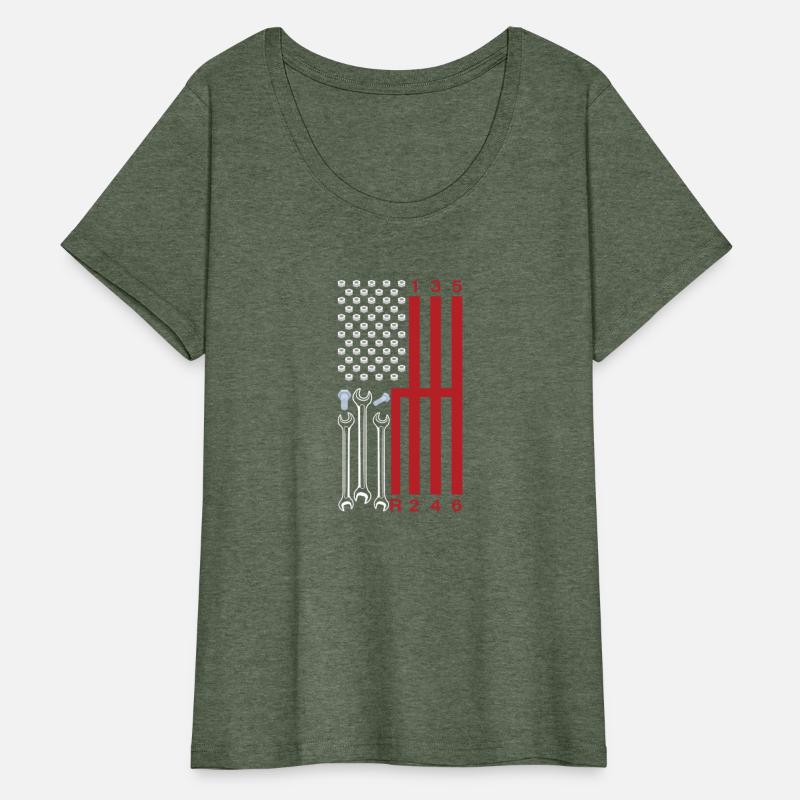 Car Mechanic Shifting Gear American Flag Drag