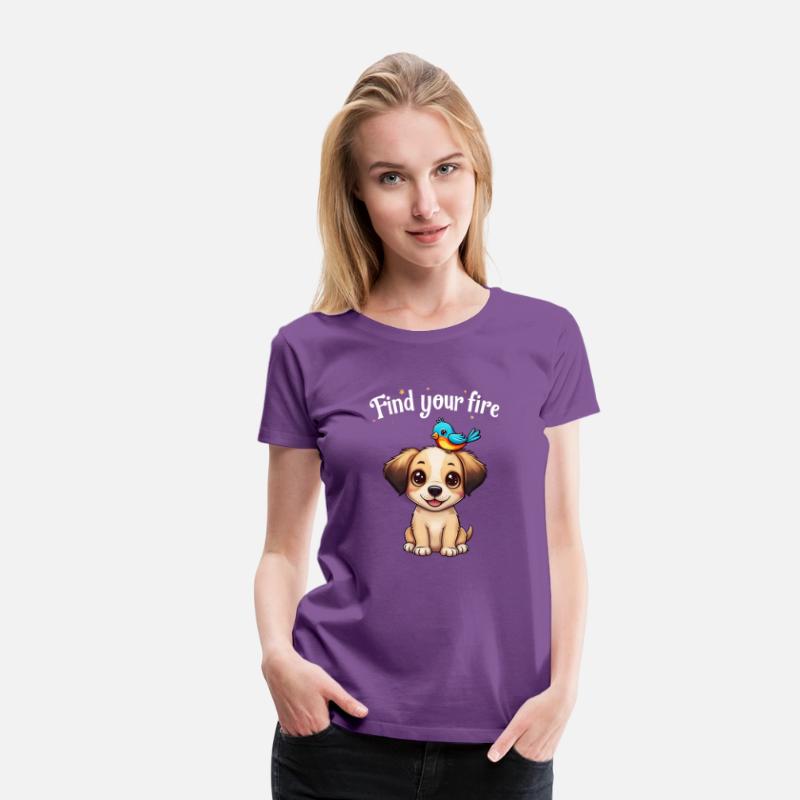 cartoon puppy with a bird perched on its head