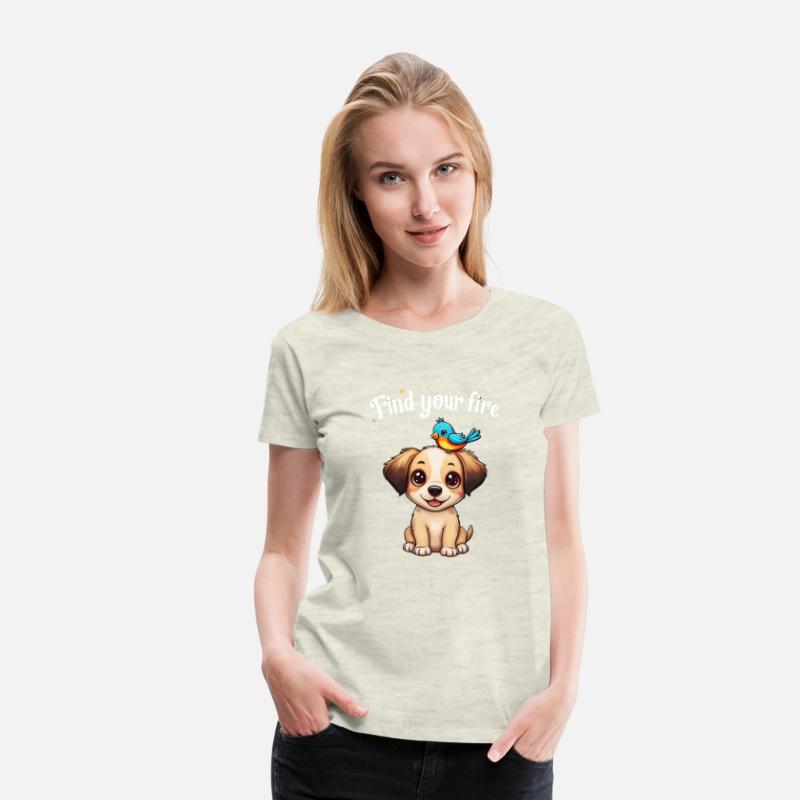 cartoon puppy with a bird perched on its head