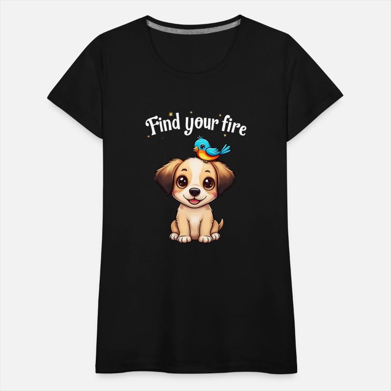 cartoon puppy with a bird perched on its head