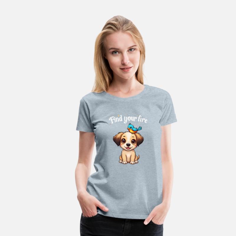 cartoon puppy with a bird perched on its head