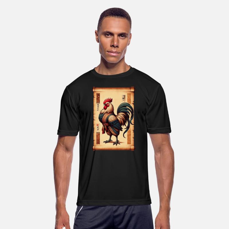 Cockfighting Papyrus Scroll Japanese Art Fighter