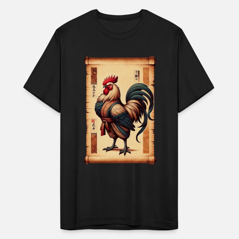 Cockfighting Papyrus Scroll Japanese Art Fighter