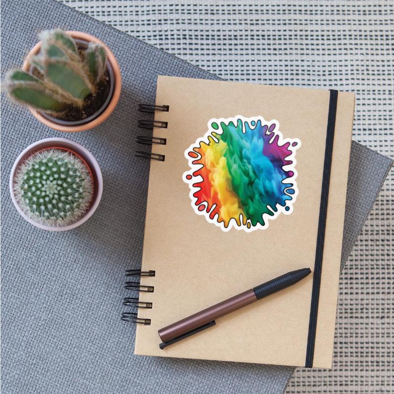 Colorful Rainbow Paint Splatter With Smoke And Fog