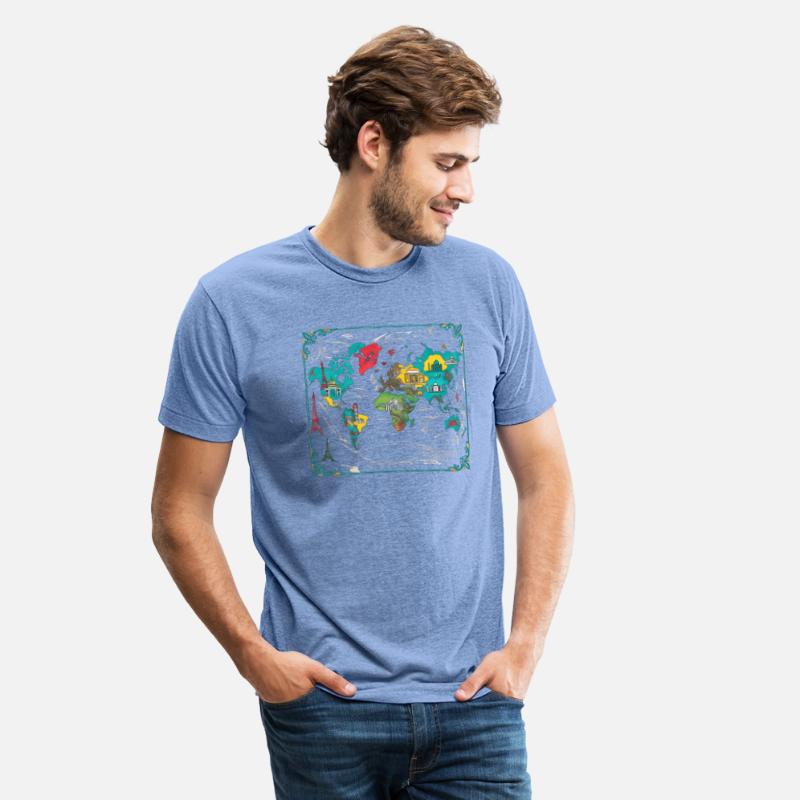 Colorful World Map Art - Features Popular landmark
