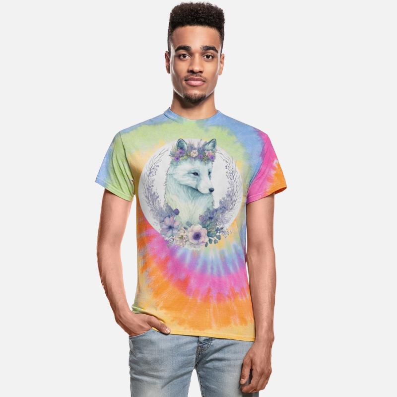 Cute Arctic Fox Flower Crown Floral Watercolor Ani